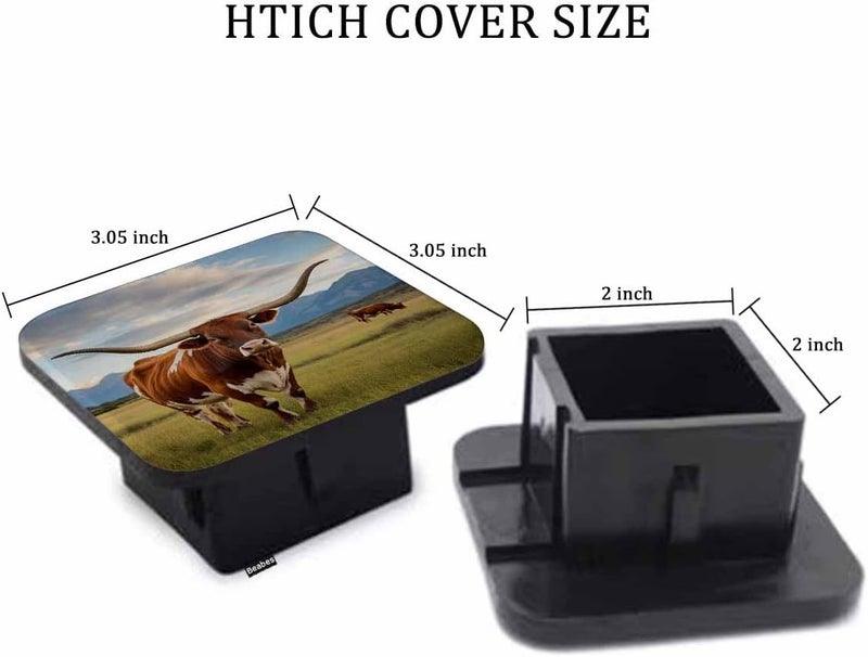 Beabes Hitch Cover Plug Longhorn Bull, 2 Inch Receivers Diameter Wildlife Longhorn Cow Cattle Bull Lightweight Trailer Hitch Tube Cover Hitch Safe Cover for Pickups SUVs Cars - Image 2